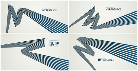 3D lines in impossible perspective vector minimal abstract background set, force and energy in dynamic motion creative concept, surreal speed.