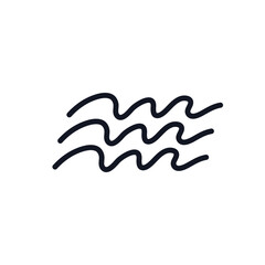 Waves doodle icon Wind logo sign Hand drawn ink sketch Abstract handwritten design Linear style Decorative element Fashion print for clothes greeting invitation card flyer banner poster cover book ad