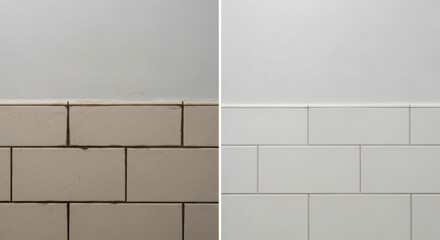 Before after: tile regrouting and wall repaint transformation
