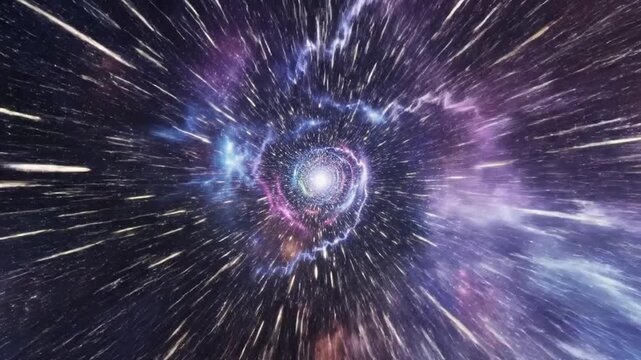 Spectacular High-Speed Flight Through a Multicolored Cosmic Wormhole and Star Tunnel