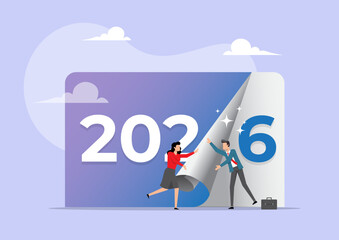 Business people turning pages on calendar