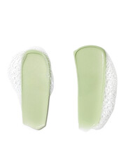 Fototapeta premium Green gel pads for soothing and cooling facial treatment at a wellness center
