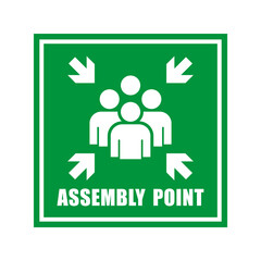 simple classic green emergency assembly point sign symbol icon vector isolated on transparent background