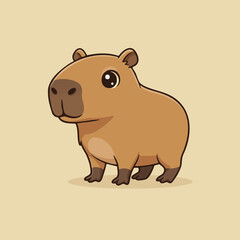 Cute cartoon capybara standing with a gentle, friendly expression. Adorable South American rodent illustration perfect for kids books, posters, stickers, nursery decor, and educational materials.