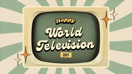 Happy World Television Day Illustration with Retro TV