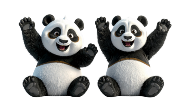  Cute 3D cartoon panda isolated on transparent background