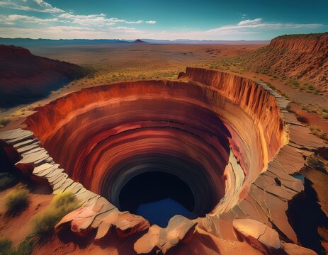 arizona s geological wonder a colossal sinkhole unveiling earth s deep strata and arid landscape