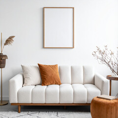 Stylish sofa arrangement in modern living room interior design showcase bright and airy space contemporary decor