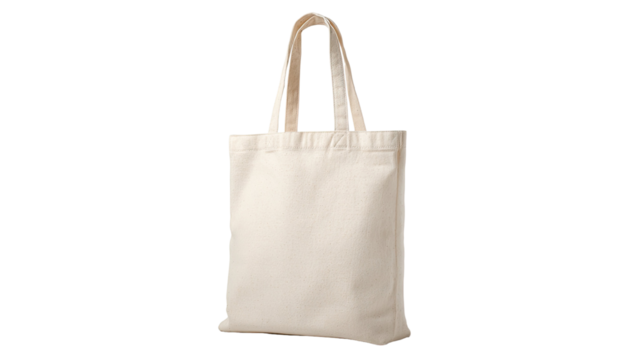 A natural cotton reusable shopping bag showcasing eco friendly lifestyle and sustainable zero waste concept on white background