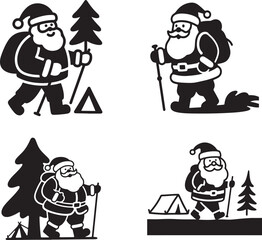 Santa Claus on a Grand Adventure: A Christmas Hiking & Camping Silhouette Collection