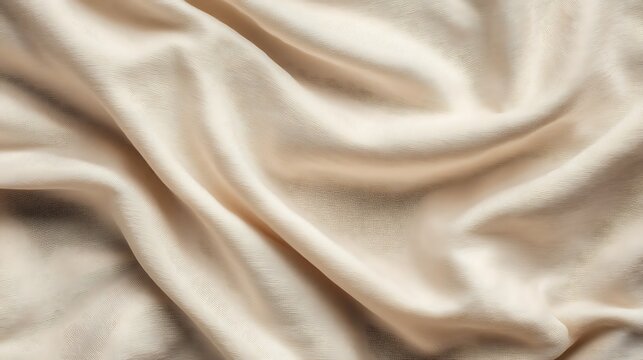 Cream textile flat lay with gentle folds along edges and smooth soft light, central wide blank area for typography, clean neutral background for presentations, dashboards, and branding