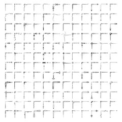 Set Hand Draw Of Corners Different Shapes Flower Decoration Vector Design Doodle Sketch Style For Wedding And Banner