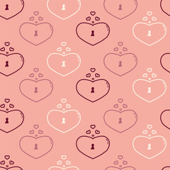 Heart Lock Seamless Pattern in Soft Pink Tones