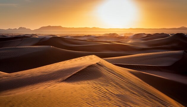 golden hour on endless dunes a desert landscape sculpted by wind and time nature