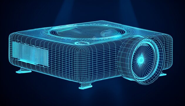 3d wireframe render of a projector