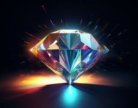 captivating luminosity a meticulously rendered radiant diamond emerges from darkness
