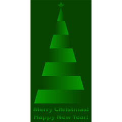 Green gradient Christmas tree illustration with festive message for holiday celebrations