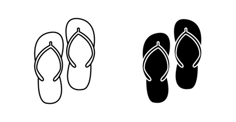 Flip Flops Icon Set, Summer Beach Sandals Vector Illustration