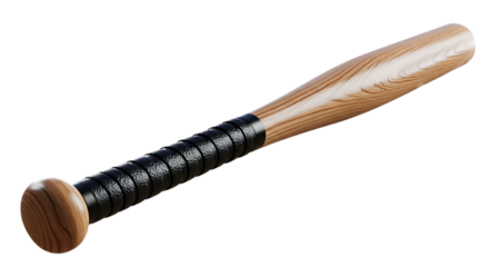 Wooden baseball bat with grip on a background sports equipment game isolated on a transparent background