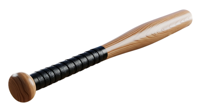 Wooden baseball bat with grip on a background sports equipment game isolated on a transparent background