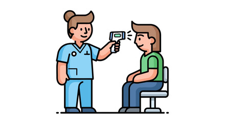 Medical Professional Screening The Patient Temperature Using A Digital Thermometer
