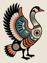 Stylized Goose Illustration with Native American Design