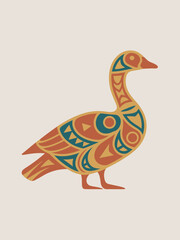 Decorative Goose Illustration with Ethnic Pattern