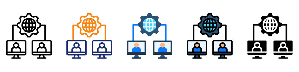 Online Collaboration Icon Different Style Outline Collection Set 