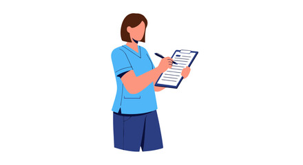 Medical Professional Carefully Documents Information On Clipboard Graphic Illustration Concept