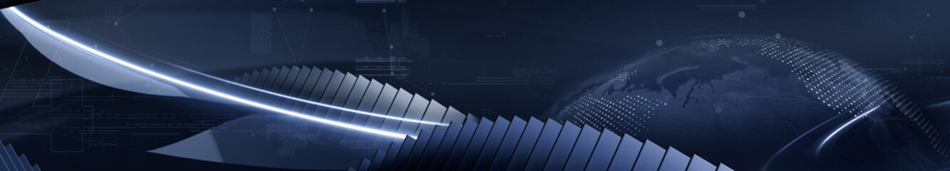 Abstract World Economy, Business, Politic, Panoramic Cubes Background Design