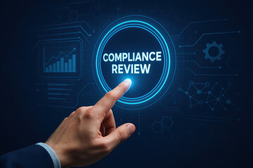 Fototapeta premium Compliance review focus on digital governance and modern monitoring for secure interaction and process control
