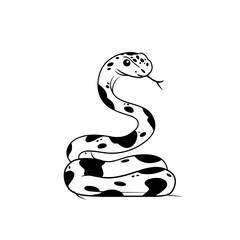 Fototapeta premium Rattlesnake. Rattlesnake simple black and white line art vector logo