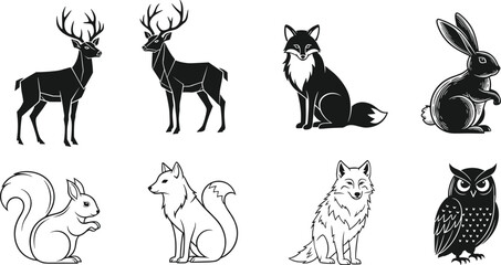 vector silhouettes of animals