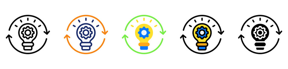 Innovation Process Icon Different Style Outline Collection Set 