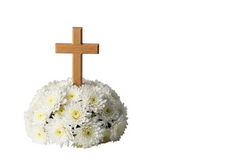Floral cross isolated on transparent background