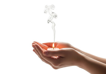 Candle flame with smoke isolated on transparent background