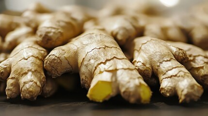 Fototapeta premium Close up of fresh organic ginger root in detail