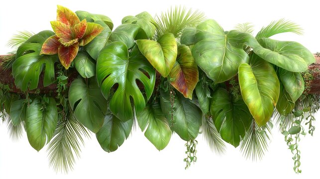 Fototapeta Lush Tropical Foliage Arrangement with Monstera and Exotic Accents.