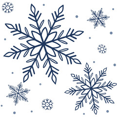 Hand drawn snowflakes, winter holiday pattern