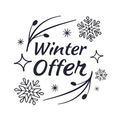 Winter offer promotion with snowflakes vector art