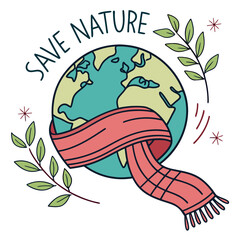 Save nature concept with earth and scarf