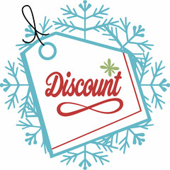 Discount tag with snowflakes for winter sale