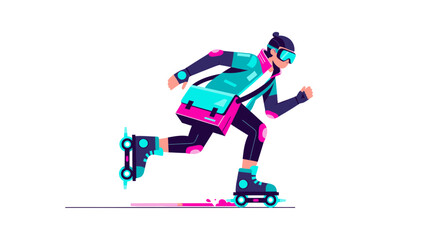 Obraz premium Modern Urban Roller Skater Glides Effortlessly Across The Flat Surface In Vibrant Style