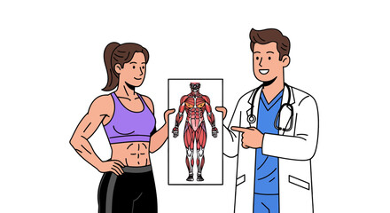 Muscular Anatomy Displayed Between A Professional And A Fitness Athlete Collaboration