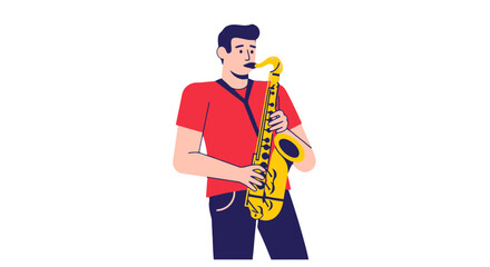 Musician Performing A Solo With His Saxophone Against The Black Backdrop Graphic Illustration