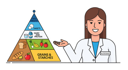 Nutritionist Presenting the Food Pyramid for Healthy Eating Choices
