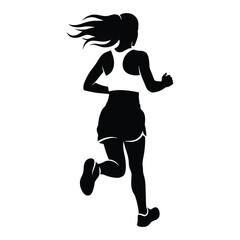 Female Runner silhouette from behind vector illustration