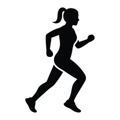 Female Runner simple silhouette vector icon