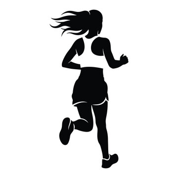 Female Runner silhouette from behind vector illustration