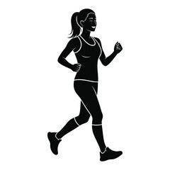 Female Runner jogging smiling happy silhouette